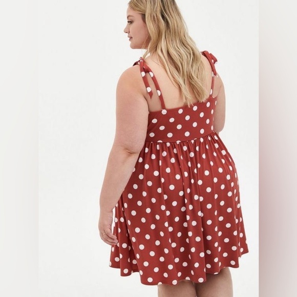 Torrid Mini Studio Knit Skater Dress Mauve Brown Polka Dot sz 3X - Picture 3 of 10